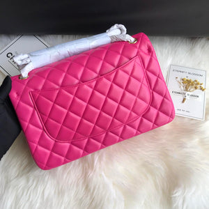 Chanel CF A01113 Classic Flap Bag in Lambskin Dark Pink - Default Title - View 9