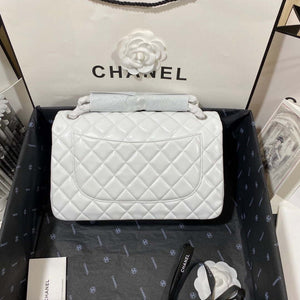 Chanel CF A01113 Classic Flap Bag in White Lambskin Silver - Default Title - View 9