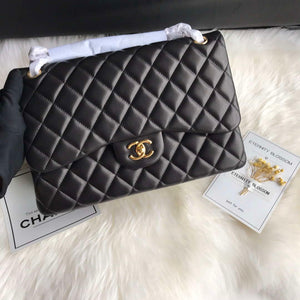 Chanel CF A01113 Jumbo Classic Flap Bag in Black Lambskin Gold - Default Title - View 2