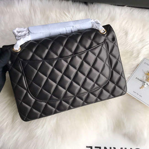 Chanel CF A01113 Jumbo Classic Flap Bag in Black Lambskin Gold - Default Title - View 7
