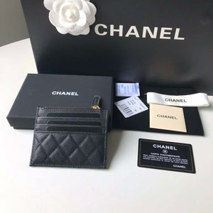 Chanel Classic Card Holder Zipper Grained shiny calfskin A31510 Black Gold - Default Title - View 2