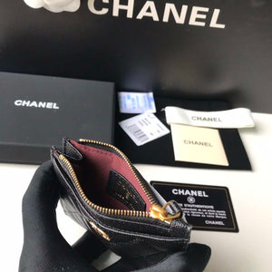 Chanel Classic Card Holder Zipper Grained shiny calfskin A31510 Black Gold - Default Title - View 8