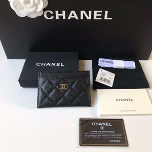 Chanel Classic Card Holder Zipper Grained shiny calfskin A31510 Black Silver - Default Title - View 1