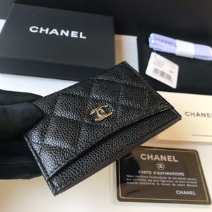 Chanel Classic Card Holder Zipper Grained shiny calfskin A31510 Black Silver - Default Title - View 5