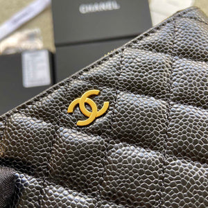 Chanel Classic Card Holder Zipper Grained shiny Calfskin A50168 Black Gold - Default Title - View 6