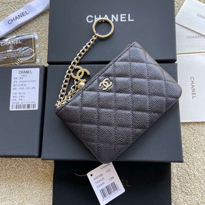 Chanel Classic Card Holder Zipper Grained shiny Calfskin A50168 Black Silver - Default Title - View 8