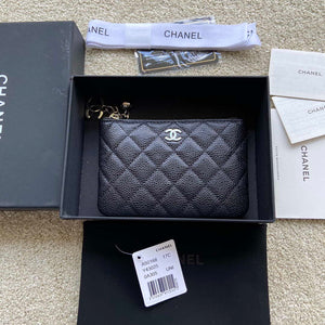 Chanel Classic Card Holder Zipper Grained shiny Calfskin A50168 Black Silver - Default Title - View 9