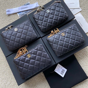 Chanel Classic Card Holder Zipper Lambskin A50168 Black Gold - Default Title - View 1