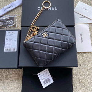 Chanel Classic Card Holder Zipper Lambskin A50168 Black Gold - Default Title - View 9
