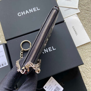 Chanel Classic Card Holder Zipper Lambskin A50168 Black Silver - Default Title - View 4