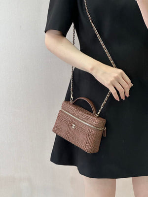 Chanel Classic Vanity with Chain Braided Raffia & Gold-Tone Metal AP4385 Brown - Default Title - View 5
