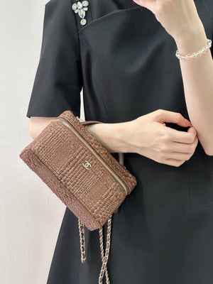 Chanel Classic Vanity with Chain Braided Raffia & Gold-Tone Metal AP4385 Brown - Default Title - View 16