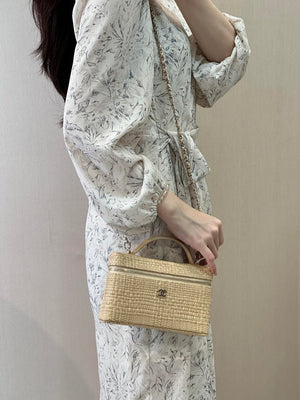 Chanel Classic Vanity with Chain Braided Raffia & Gold-Tone Metal AP4385 Nature - Default Title - View 19
