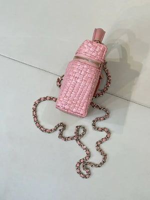 Chanel Classic Vanity with Chain Braided Raffia & Gold-Tone Metal AP4385 Pink - Default Title - View 4
