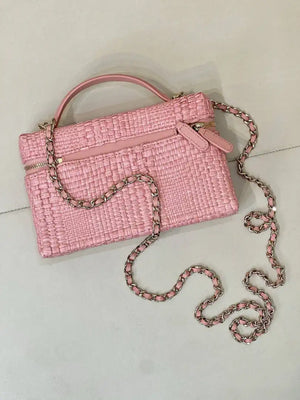Chanel Classic Vanity with Chain Braided Raffia & Gold-Tone Metal AP4385 Pink - Default Title - View 8