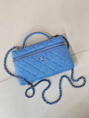 Chanel Classic Vanity with Chain Denim & Gold-Tone Metal AP4385 Blue - Default Title - View 3