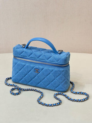 Chanel Classic Vanity with Chain Denim & Gold-Tone Metal AP4385 Blue - Default Title - View 6