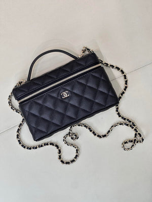 Chanel Classic Vanity with Chain Grained Shiny Calfskin & Gold-Tone Metal AP4385 Black - Default Title - View 5
