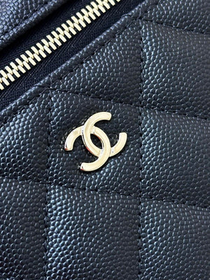 Chanel Classic Vanity with Chain Grained Shiny Calfskin & Gold-Tone Metal AP4385 Black - Default Title - View 6