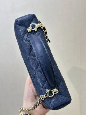 Chanel Classic Vanity with Chain Grained Shiny Calfskin & Gold-Tone Metal AP4385 Navy Blue - Default Title - View 6