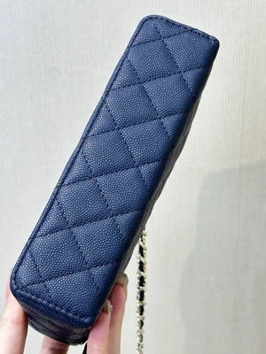 Chanel Classic Vanity with Chain Grained Shiny Calfskin & Gold-Tone Metal AP4385 Navy Blue - Default Title - View 9