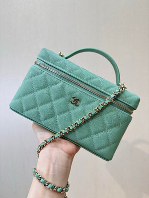 Chanel Classic Vanity with Chain Grained Shiny Calfskin & Gold-Tone Metal AP4385 Green - Default Title - View 4