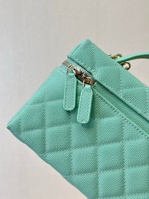Chanel Classic Vanity with Chain Grained Shiny Calfskin & Gold-Tone Metal AP4385 Green - Default Title - View 8