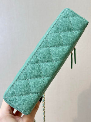 Chanel Classic Vanity with Chain Grained Shiny Calfskin & Gold-Tone Metal AP4385 Green - Default Title - View 9