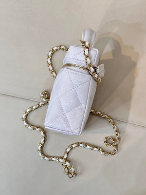 Chanel Classic Vanity with Chain Grained Shiny Calfskin & Gold-Tone Metal AP4385 White - Default Title - View 7