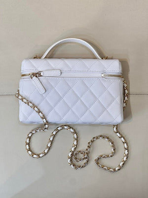 Chanel Classic Vanity with Chain Grained Shiny Calfskin & Gold-Tone Metal AP4385 White - Default Title - View 8