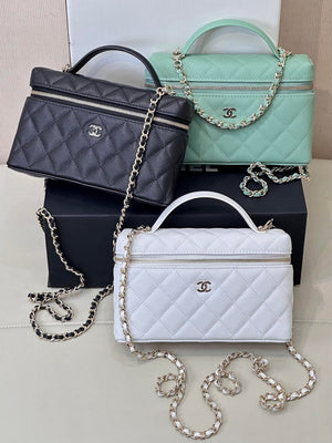 Chanel Classic Vanity with Chain Grained Shiny Calfskin & Gold-Tone Metal AP4385 White - Default Title - View 10