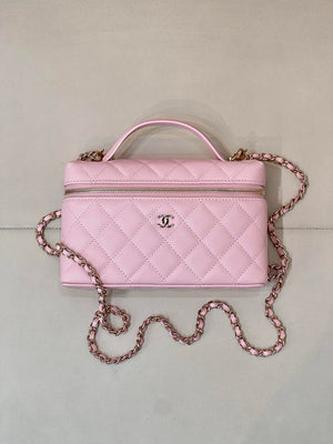 Chanel Classic Vanity with Chain Grained Shiny Calfskin & Gold-Tone Metal AP4385 Pink - Default Title - View 3