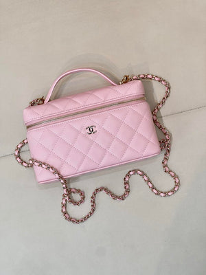 Chanel Classic Vanity with Chain Grained Shiny Calfskin & Gold-Tone Metal AP4385 Pink - Default Title - View 4