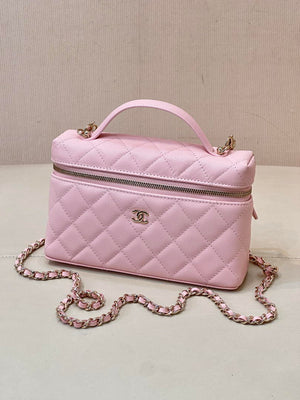 Chanel Classic Vanity with Chain Grained Shiny Calfskin & Gold-Tone Metal AP4385 Pink - Default Title - View 6
