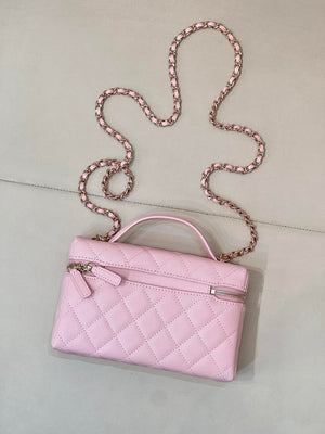 Chanel Classic Vanity with Chain Grained Shiny Calfskin & Gold-Tone Metal AP4385 Pink - Default Title - View 9