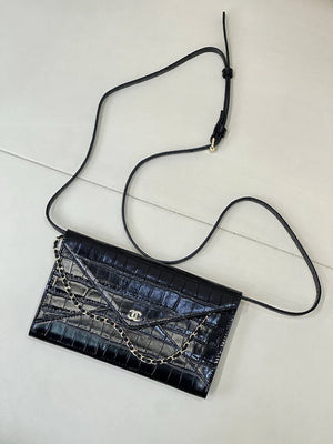 Chanel Clutch with Chain Crocodile Embossed Calfskin AP5233 Black - Default Title - View 5