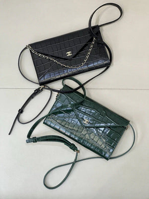 Chanel Clutch with Chain Crocodile Embossed Calfskin AP5233 Black - Default Title - View 10