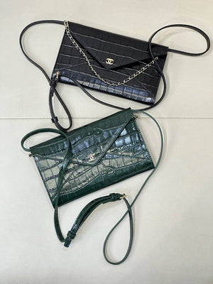 Chanel Clutch with Chain Crocodile Embossed Calfskin AP5233 Black - Default Title - View 11