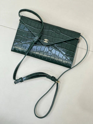 Chanel Clutch with Chain Crocodile Embossed Calfskin AP5233 Green - Default Title - View 4
