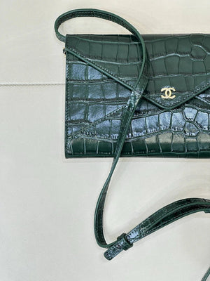 Chanel Clutch with Chain Crocodile Embossed Calfskin AP5233 Green - Default Title - View 5