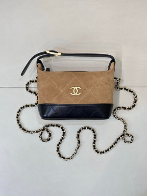Chanel Clutch with chain Suede Calfskin Shiny Lambskin & Gold-Tone Metal AP5187 Camel & Black - Default Title - View 3