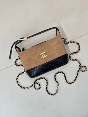 Chanel Clutch with chain Suede Calfskin Shiny Lambskin & Gold-Tone Metal AP5187 Camel & Black - Default Title - View 4