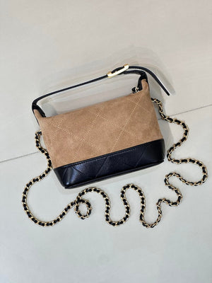 Chanel Clutch with chain Suede Calfskin Shiny Lambskin & Gold-Tone Metal AP5187 Camel & Black - Default Title - View 8