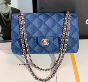Chanel Flap Classic bag Denim Blue A01112 Gold - Default Title - View 1
