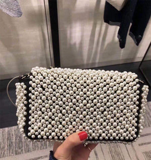 Chanel Flap Handbag Pearl Bag leather Lambskin Gold - Default Title - View 3