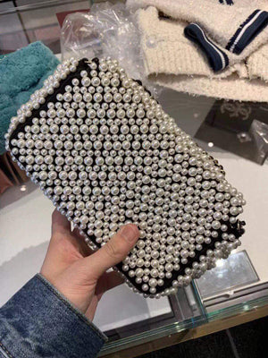 Chanel Flap Handbag Pearl Bag leather Lambskin Gold - Default Title - View 8