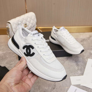 Chanel G46076 Women 24B Trainers Grained Calfskin Black & White C91288 - Fmale-Euro 35=US 4 - View 3