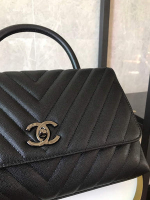 Chanel Large Flap Bag With Brown Top Handle Bag A92991 Black with Black Hardward - Default Title - View 4