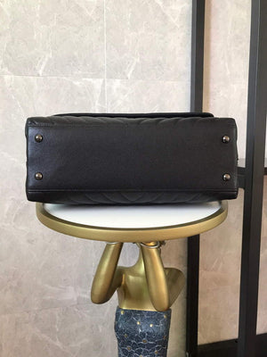 Chanel Large Flap Bag With Brown Top Handle Bag A92991 Black with Black Hardward - Default Title - View 6