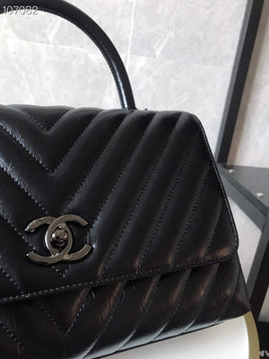 Chanel Large Top Handle Bag A92991 lambskin Black with Black Hardward - Default Title - View 5